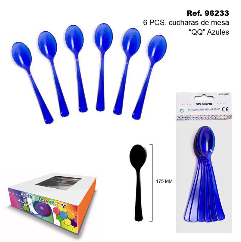 TB2442 6 Pieces Dining Spoons "QQ" Blue