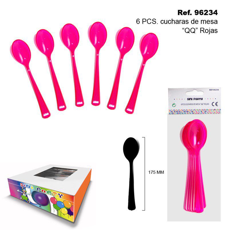 TB2443 6 PCS QQ Red Dining Spoons