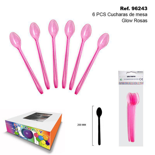 TB2452 6 Pcs Glow Pink Spoons