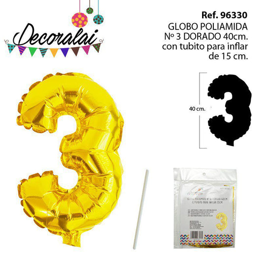 TB2462 Polyamide Balloon, No. 3, Golden, 40cm, with 15cm Inflation Tube.