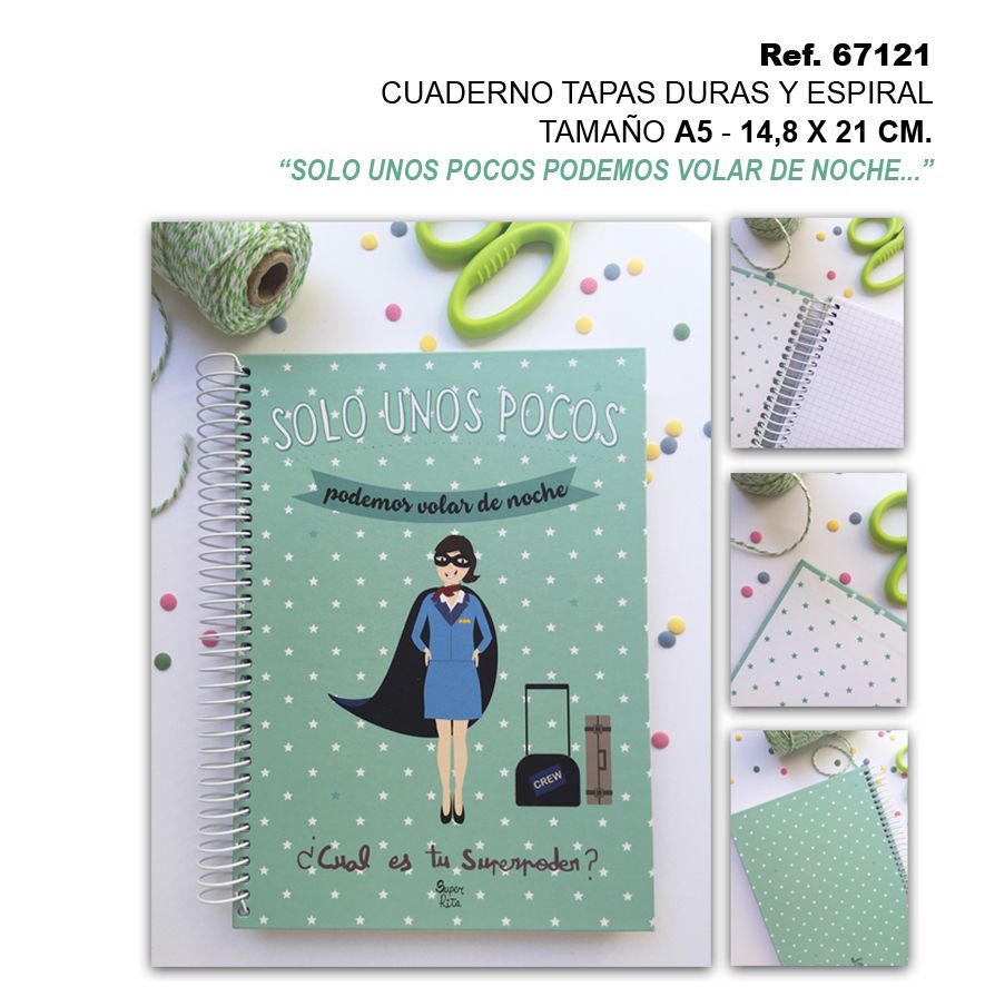 TB2518 A5 Hardcover and Spiral Notebook, 14.8 x 21 cm, "Only a Few of Us Can Fly at Night"