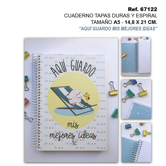TB2519 HARD COVER SPIRAL NOTEBOOK SIZE A5 14.8 X 21 CM "I KEEP MY BEST IDEAS HERE"