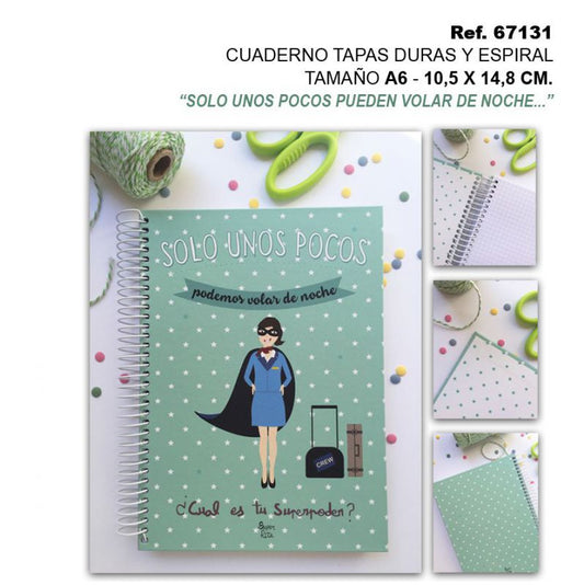 TB2522 Hardcover and Spiral Notebook, A6 Size (10.5 x 14.8 cm), "Only a Few of Us Can Fly at Night".
